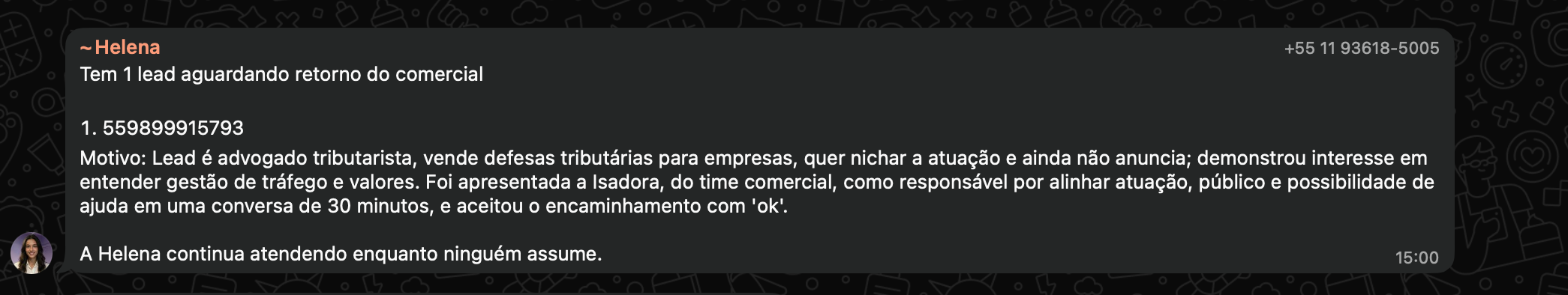 Feedback automatizado de atendimento pelo WhatsApp